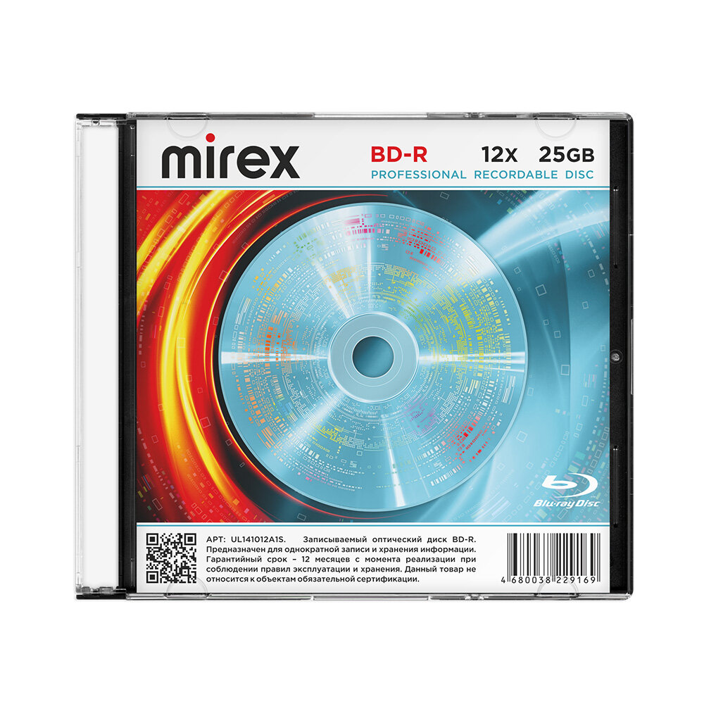 Диск Mirex BD-R Slim Case (1шт.) Blu-ray 25 Gb 12x (UL141012A1S)