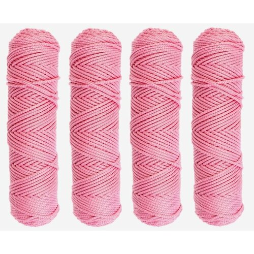 Osttex Шнур для вязания б/серд 100% полиэфир, ширина 3мм 100м/210гр, (90 розовый) 4шт