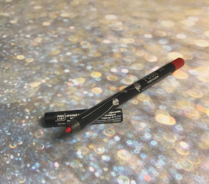 POSH Waterproof & Creamy Lipliner Карандаш Помада-Контур водостойкий на 18 часов Тон L107 Красный для блондинок