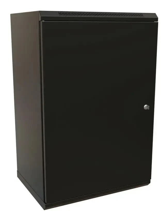 Шкаф серверный 19", 22U WRLine 1086x600х450мм, цельнометаллическая дверь с замком, цвет черный (RAL 9004) (разобранный) - фото №1