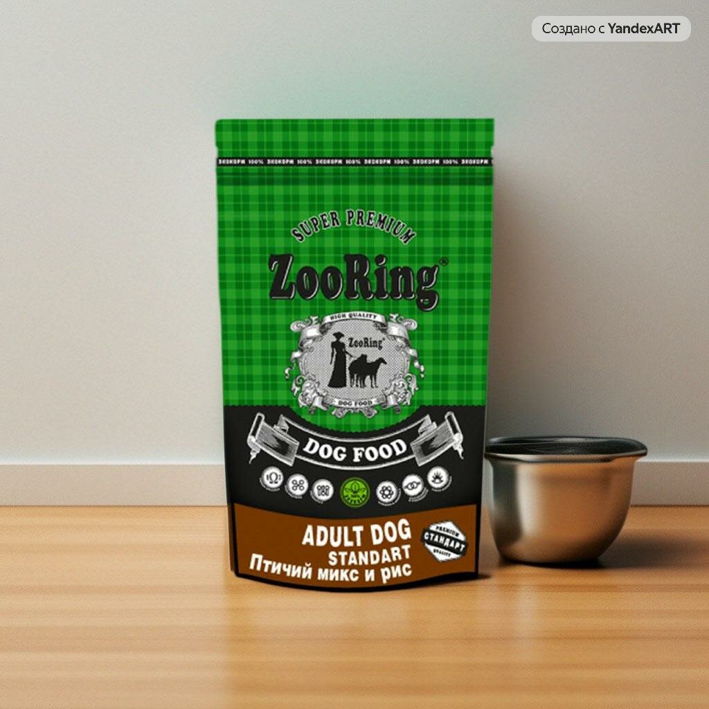Сухой корм для собак ZooRing Standart, птица 1 уп. х 1 шт. х 2 кг