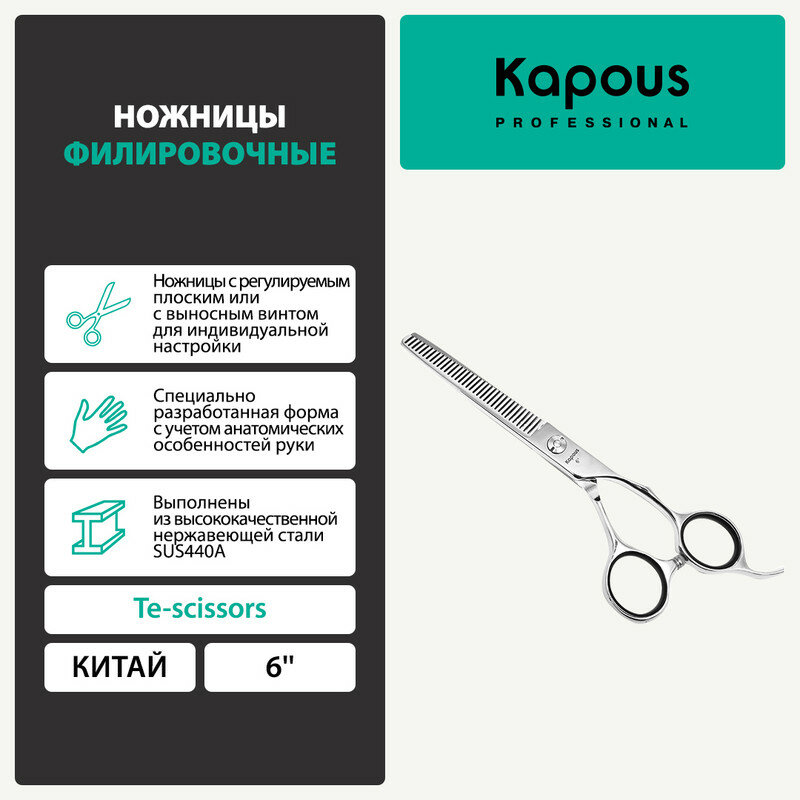 фото Ножницы Kapous «Te-scissors» филировочные, 6'