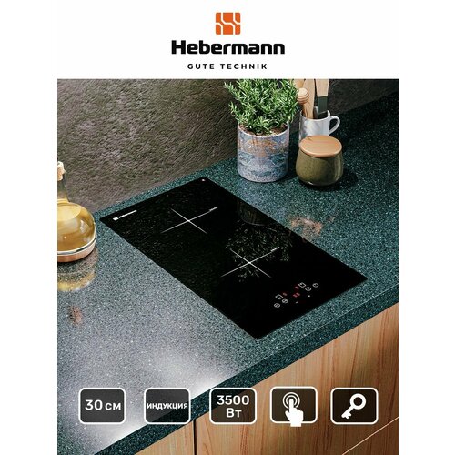 Индукционная варочная панель HBKI 30201 BL 30см Встраиваемая Защита от перегрева Индикатор остаточного тепла Кнопка блокировки панели Отключение при выкипании Функция StopGo Таймер конфорок 1569000₽