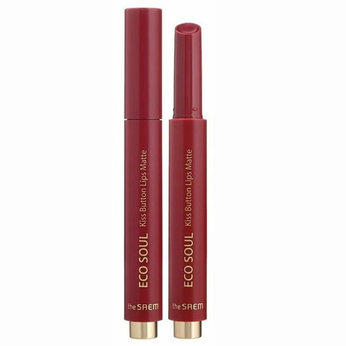 Помада для губ матовая The Saem Eco Soul Kiss Button Lips Matte 03 Mauve Burgundy ruby rose проявляющийся бальзам для губ dream lips hb 8528 увлажнение и уход froot kiss