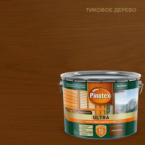 Изображение товара Лазурь PINOTEX ULTRA для защиты древесины, влагостойкая, тиковое дерево 9л