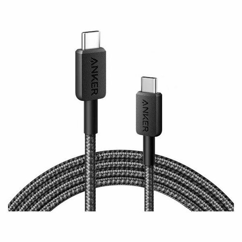 кабель anker 322 usb c usb c 1 8 м a81f6 белый Кабель Anker 322 USB-C to USB-C (6ft Braided) 60W (A81F6G11) 1.8 метра, черный