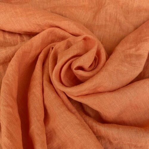 Ткань лен 100% умягченная отрез 1м х 145см Оранжевая