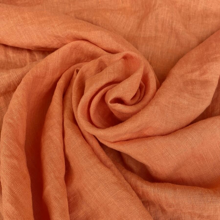 Ткань лен 100% умягченная отрез 1,5м х 145см Оранжевая