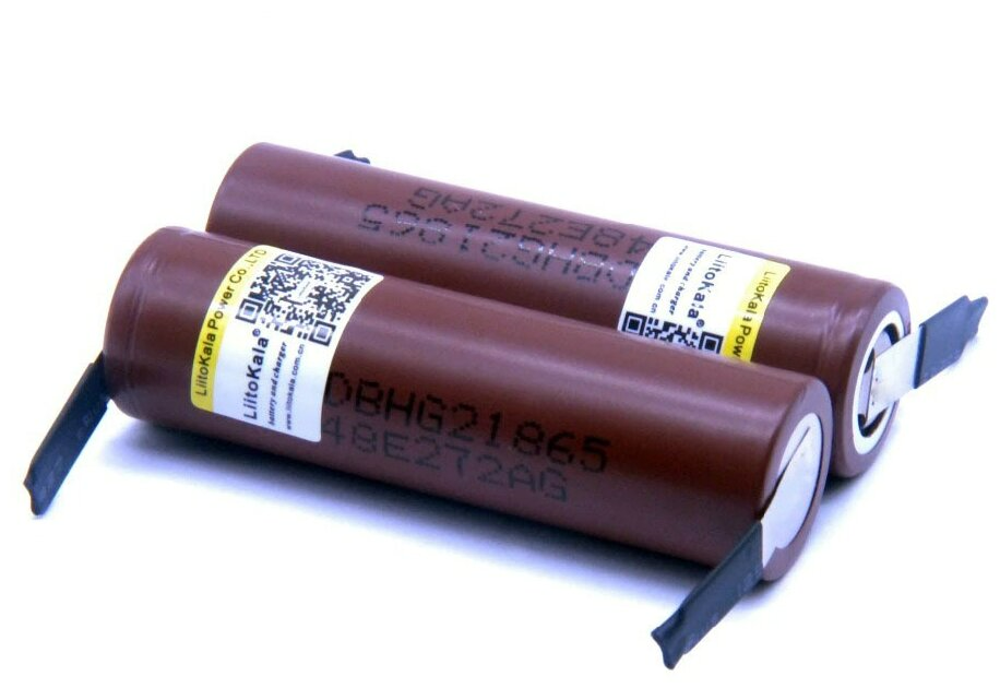 Аккумулятор Li-Ion 3000mAh 3.7 В LiitoKala HG2 18650 высокотоковый незащищенный с выводами, в упаковке: 2 шт.