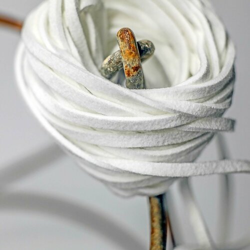 Эко замша шнур, намотка 5 метров, 3 мм толщина, белый