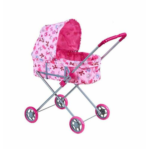 коляска для кукол тренди серо розовая 13008aa Коляска-люлька для кукол розовая с мишками; в пакете