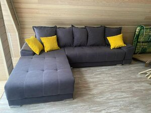 Угловой диван-кровать "Норд", 285х190х87см, наполнитель ППУ, ящик для белья, левый угол, Ultra Grafit
