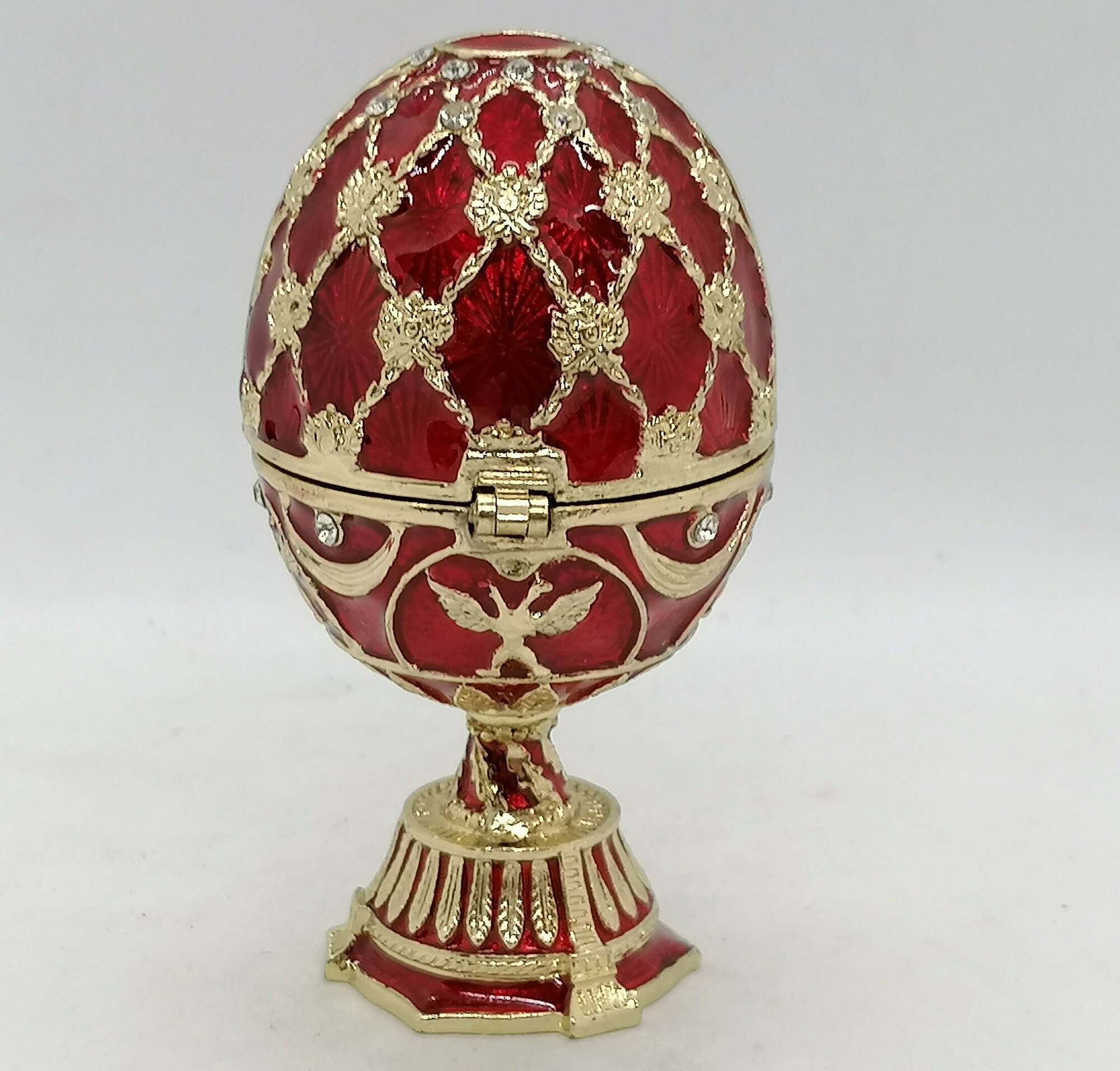 Яйцо Фаберже 90829 с храмом, красное — фото 1