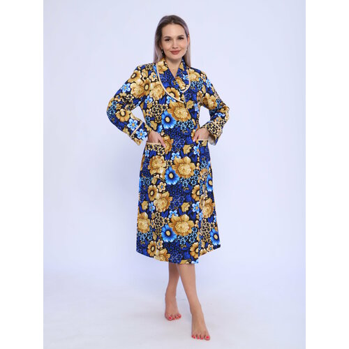 фото Халат а-ленка, размер 46, коричневый, синий