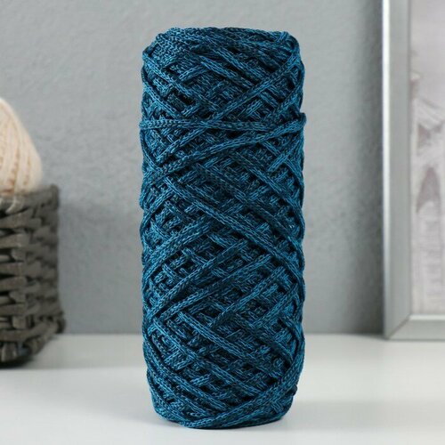 Шнур для вязания 35% хлопок,65% полипропилен 3 мм 85м/160±10 гр ( Голубой/тёмно-синий)