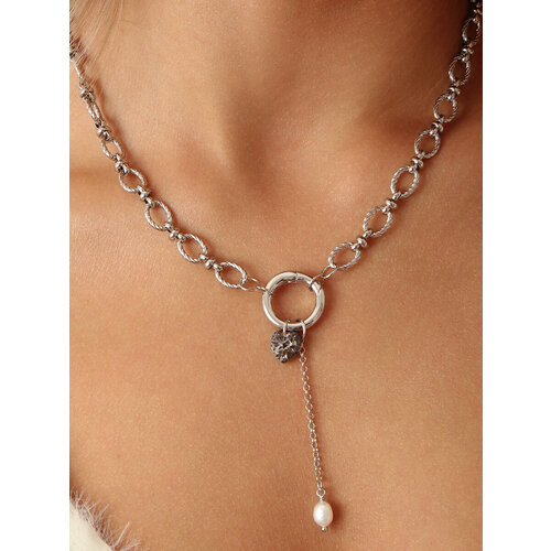 Колье MOON SOUL, стекло, длина 44 см, серебристый