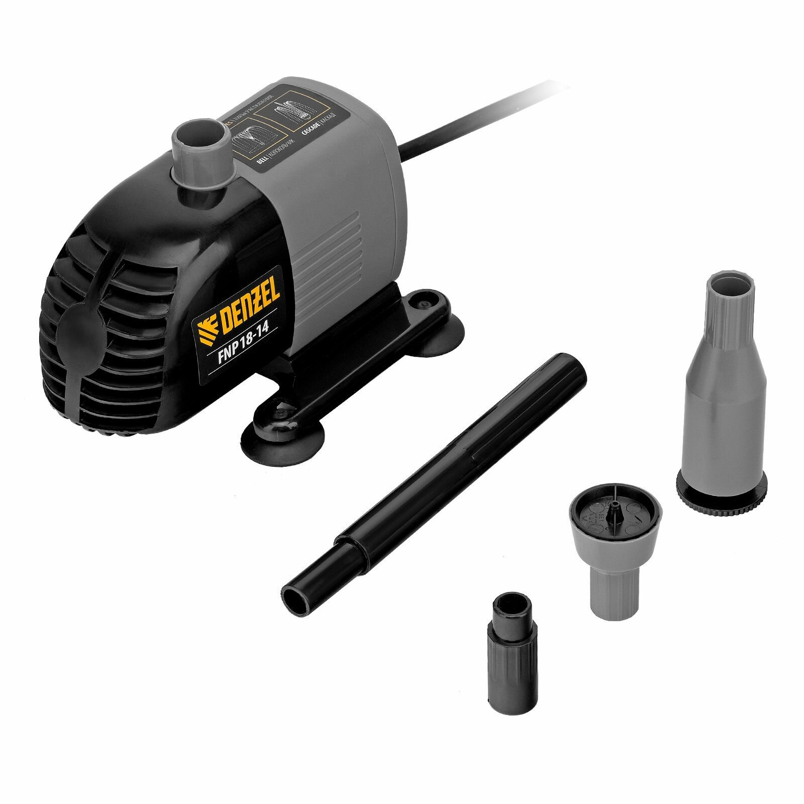 Насос фонтанный FNP18-14 18 Вт подъем 14 м 750 л/ч колокольчик/каскад Denzel 99030