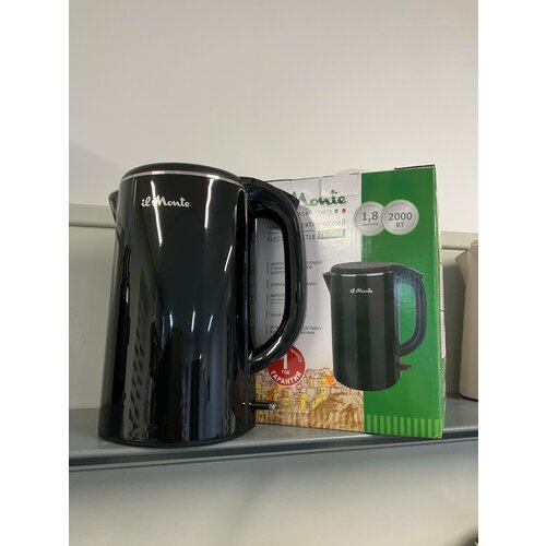 Чайник электрический 18 л 2000 Вт Стальной корпус Адиабатное ненагревающееся покрытие il Monte EK-1802 BLACK 250000₽