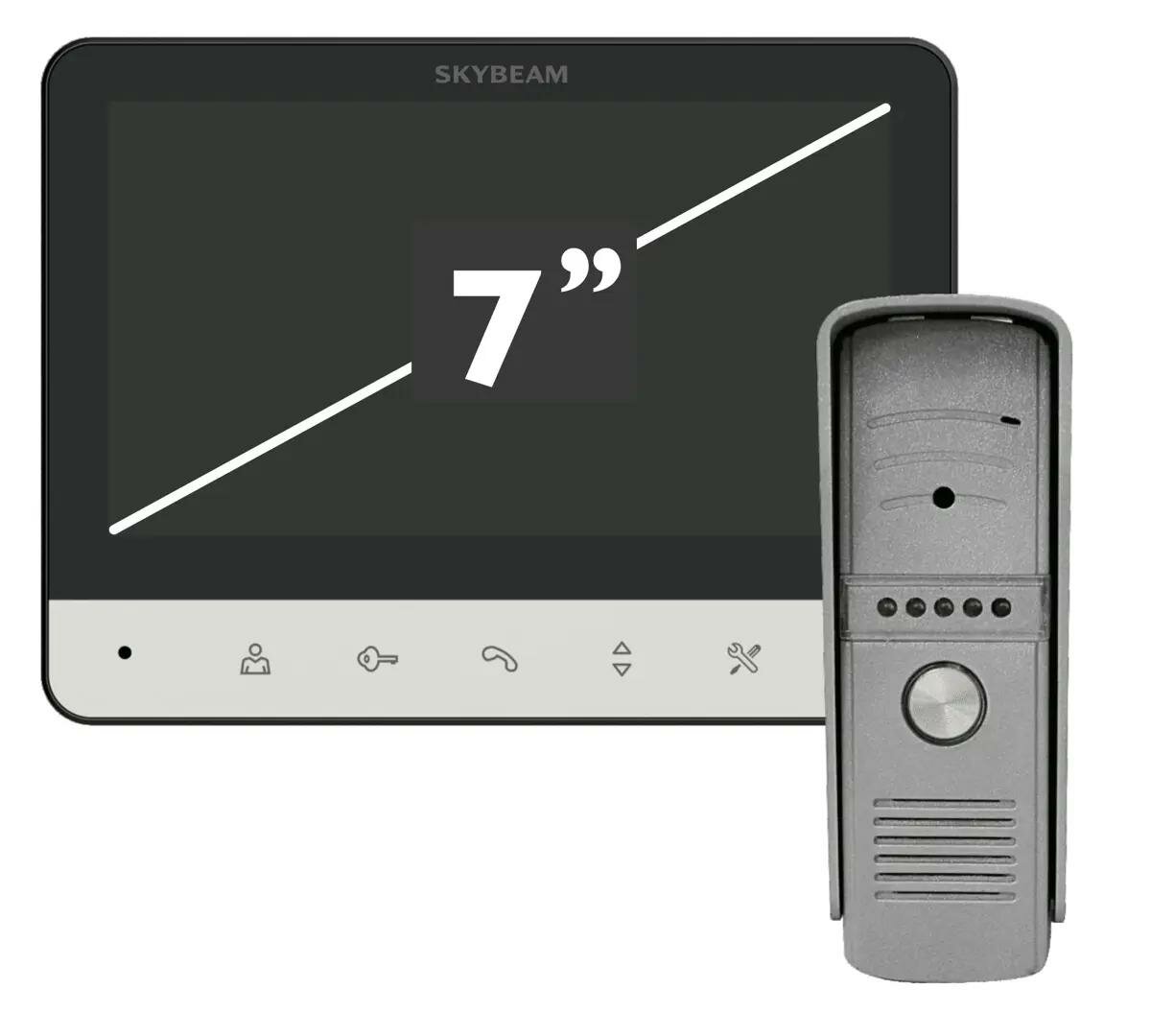 Комплект видеодомофона Skybeam 7" цвет черный - фото №1