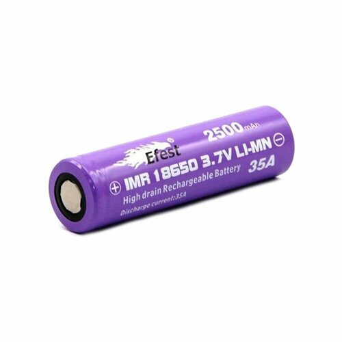Аккумулятор Efest IMR V1 (плюсовой контакт плоский) 18650 (2500mAh, 35A) - высокотоковый