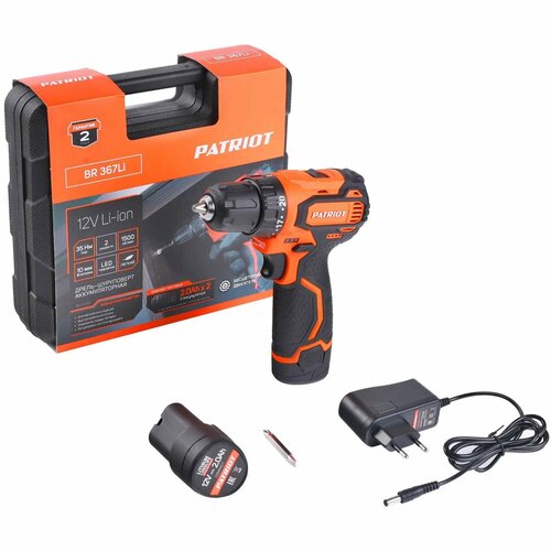 Дрель-шуруповерт аккумуляторная бесщеточная Patriot BR367LIBL 12 В Li-Ion 2x2 Ач 870000₽