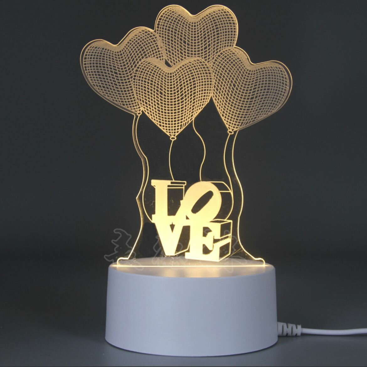 Ночник детский 3D Любовь, светильник интерьерный LED, настольная статуэтка светящаяся