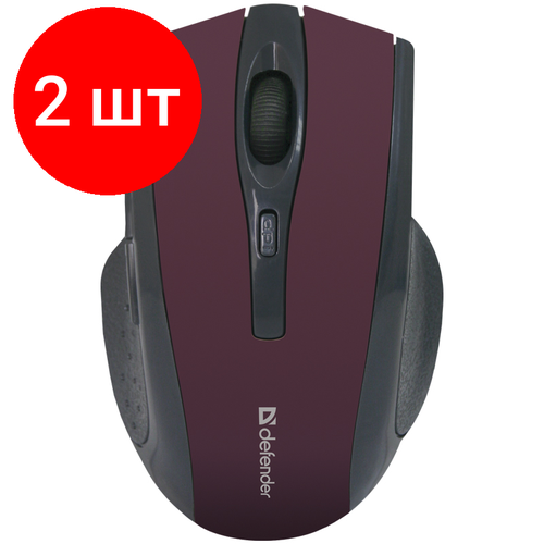 Комплект 2 шт Мышь беспроводная Defender Accura MM-665 бордовый 6btnRoll 151700₽