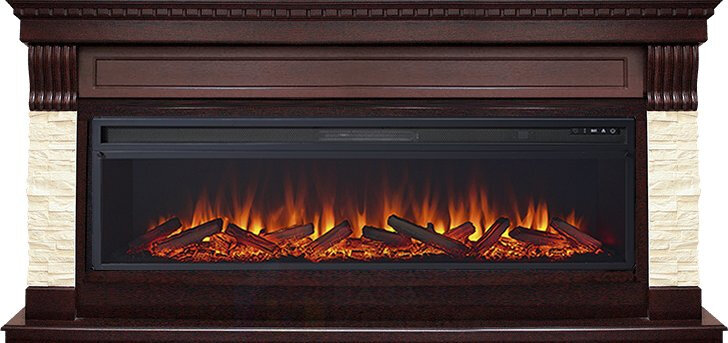 фото Каминокомплект Royal Flame Denver - Темный дуб / Бежевый с очагом Vision 60 LOG LED