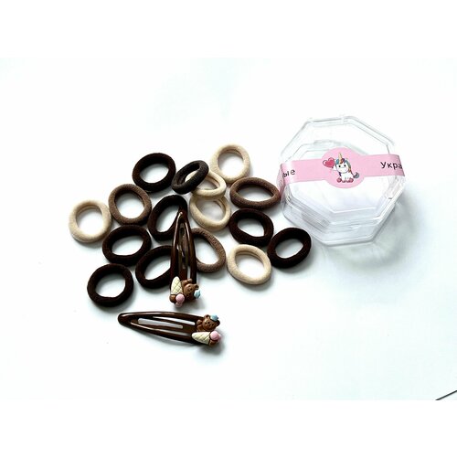 Набор резинок для волос с заколками клик клак с мишка 17шт