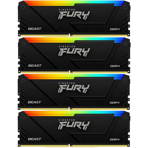 Память DDR4 4x32GB 3200MHz Kingston KF432C16BB2AK4/128 Fury Beast Black RGB RTL Gaming PC4-25600 CL16 DIMM 288-pin 1.35В dual rank с радиатором Ret