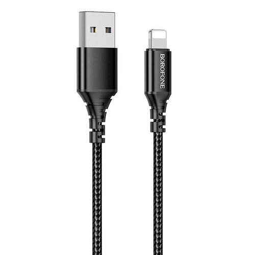 Кабель USB BOROFONE BX54 Ultra bright USB - Lightning, 2.4А, 1 м, черный кабель usb type c borofone bx54 ultra bright 100 см черный 1 шт