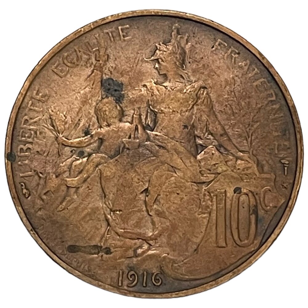 Франция 10 сантимов 1916 г.