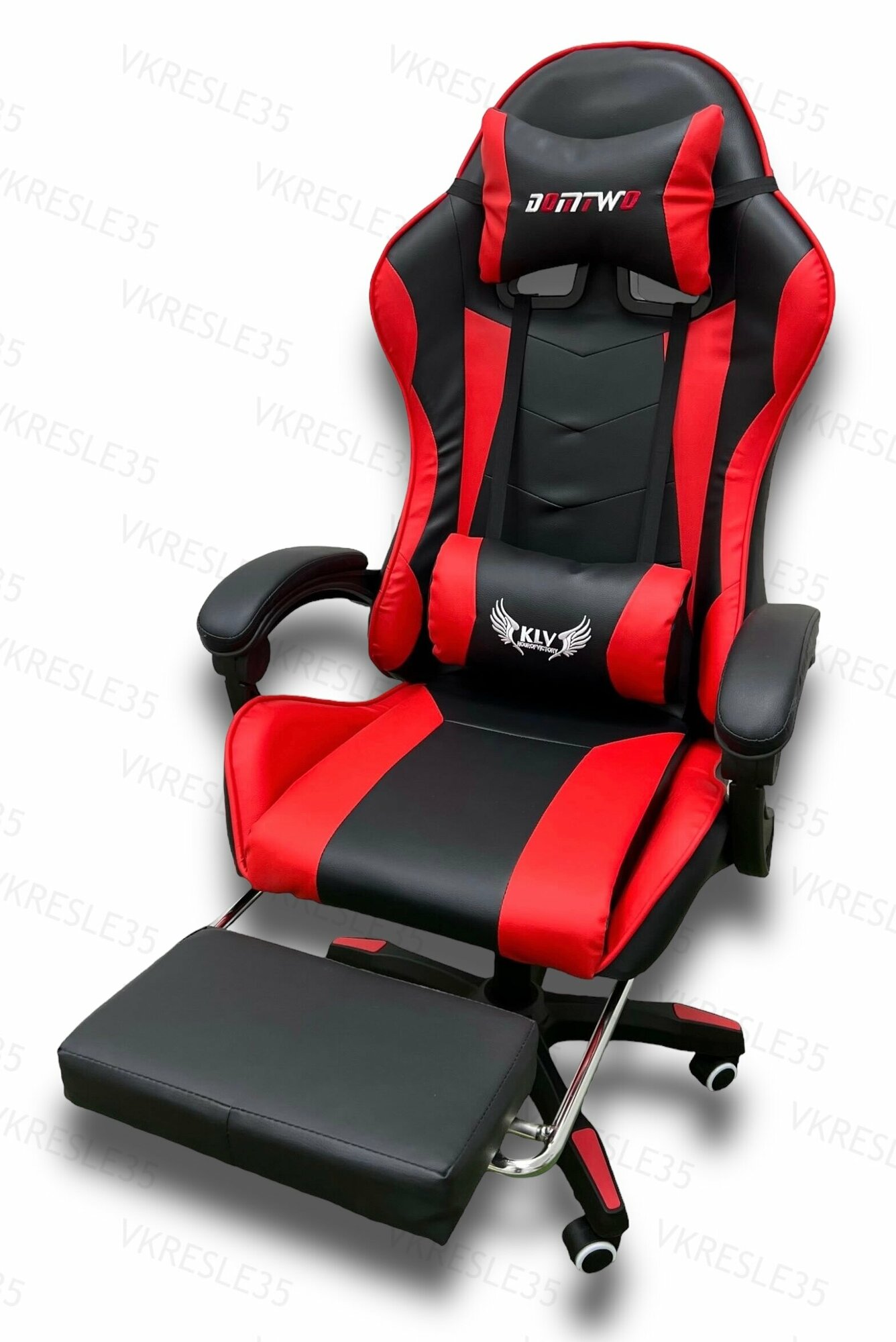 Игровое Компьютерное Кресло, с Вибромассажем, цвет Красный-Черный с подставкой для ног