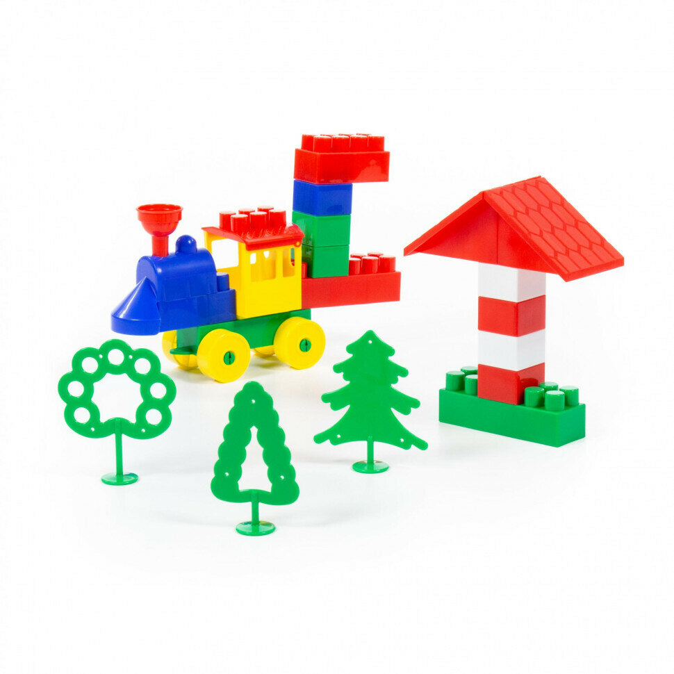 Конструктор пластмассовый "Строитель" (мини, 44 элем. в мешке) — фото 1