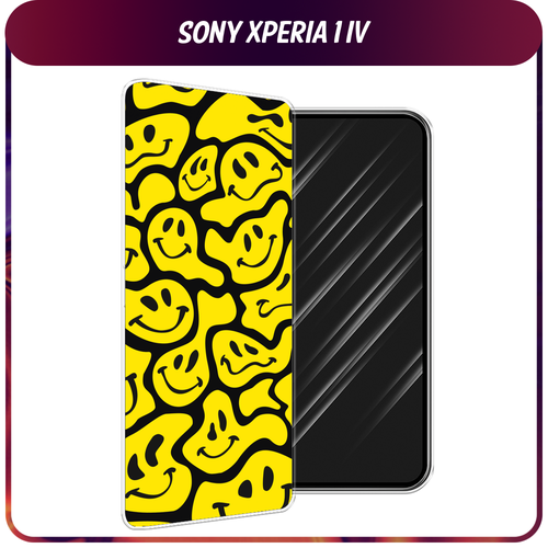 Силиконовый чехол на Sony Xperia 1 IV / Сони Иксперия IV Расплывчатые смайлики желтые силиконовый чехол на sony xperia 1 iv сони иксперия 1 iv пионы розово белые