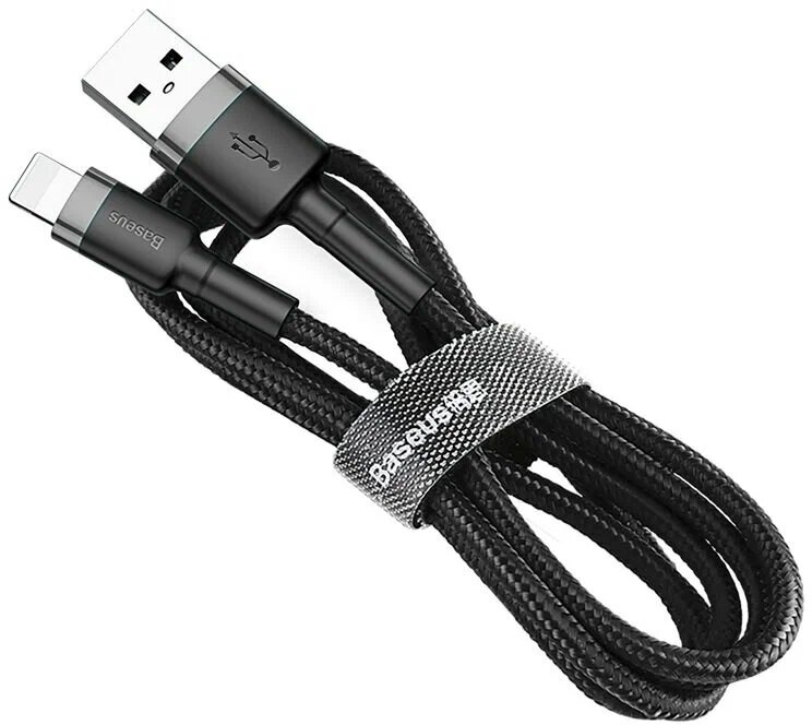 Кабель для зарядки и передачи данных BASEUS Cafule Cable special edition USB - Lightning, 2 м, черный/серебристый (CALKLF-CG1)