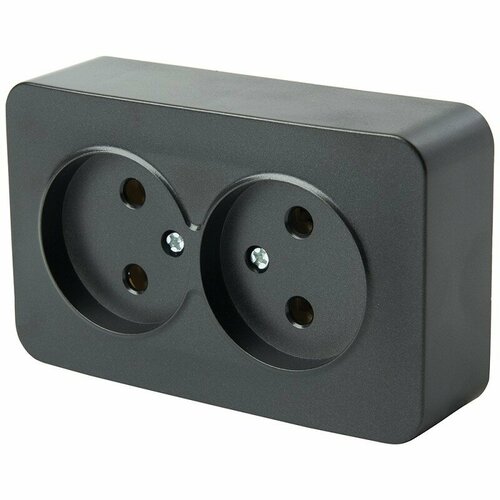 Розетка 2-местная б/з открытой установки, 250В, 10А, IP20, серия София, черный матовый, MST10-12-05, цена за 1 шт.