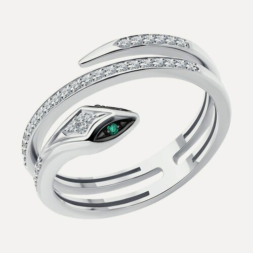 Изображение товара Кольцо, белое золото, 585 проба, изумруд, бриллиант
