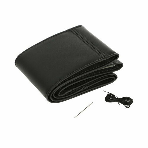 Оплетка на руль сшивная экокожа черная нить игла размер S 34-36 см 659₽