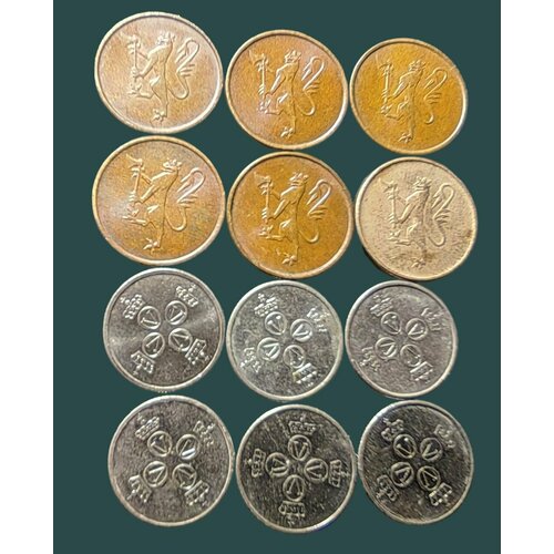 Норвегия набор монет 5 и 25 эре 1974 -1981г. Король Улаф V (1958 - 1991) клуб нумизмат медаль норвегии серебро король улаф v 1957 1991