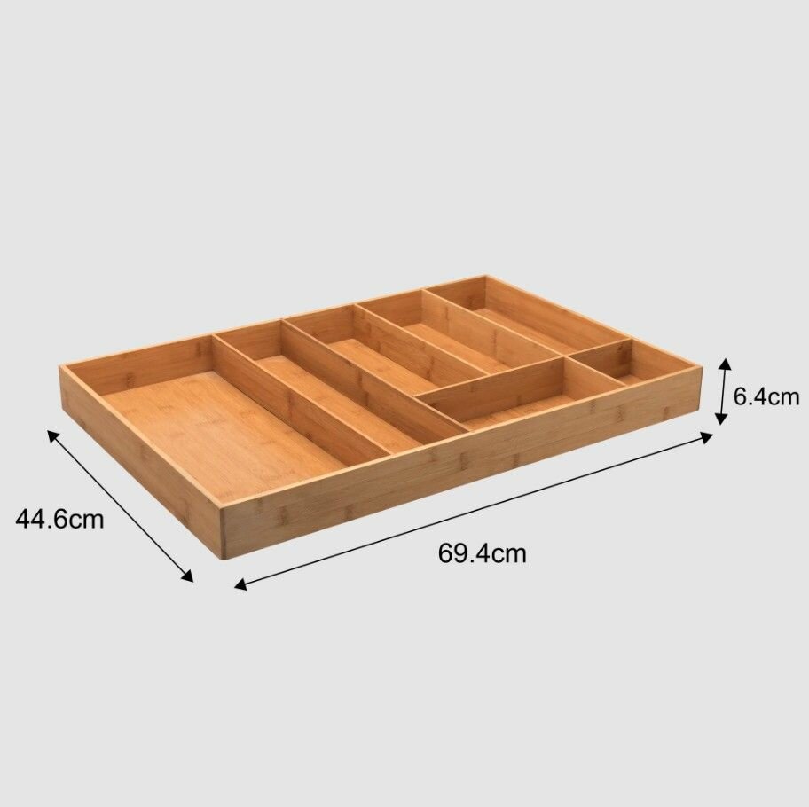 фото Лоток для столовых приборов 7 отсеков 44.6x69.4x6.4 см бамбук