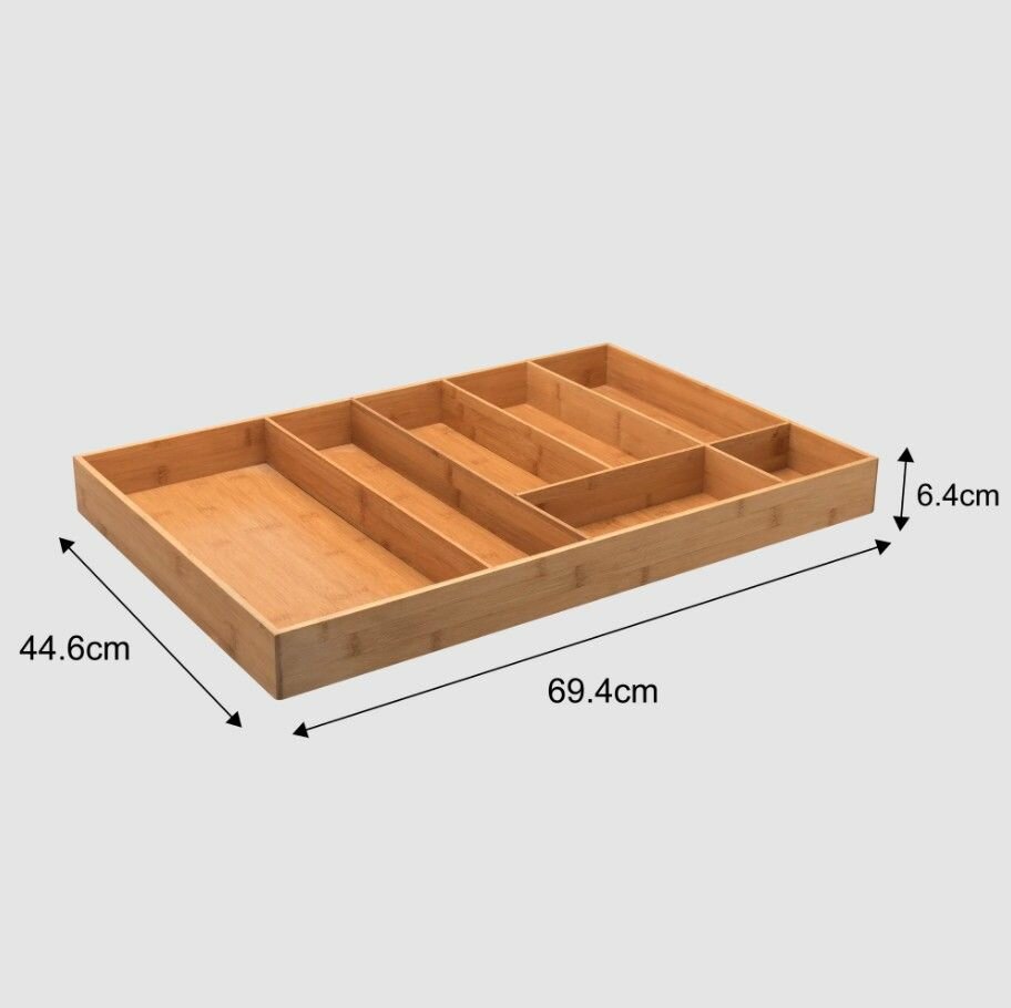 Лоток для столовых приборов 7 отсеков 44.6x69.4x6.4 см бамбук
