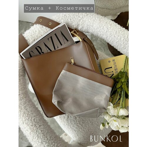 Сумка кросс-боди Bunkol, фактура гладкая, коричневый