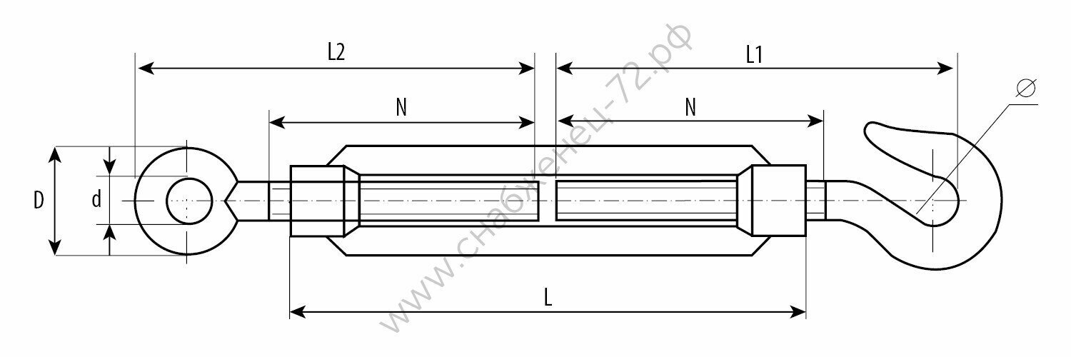 Упаковка 20 шт. талрепов DIN 1480 Зубр , крюк-кольцо, М5, ТФ5 - фото №10