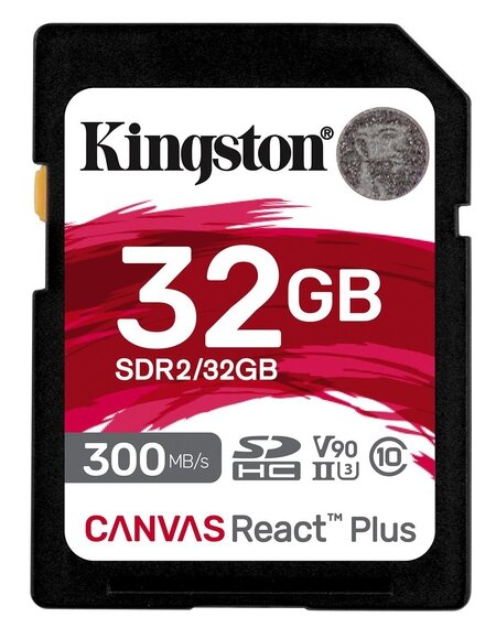 Карта памяти SD 32 Gb Kingston SDHC UHS-II U3 V90 Canvas React Plus (SDR2/32GB)