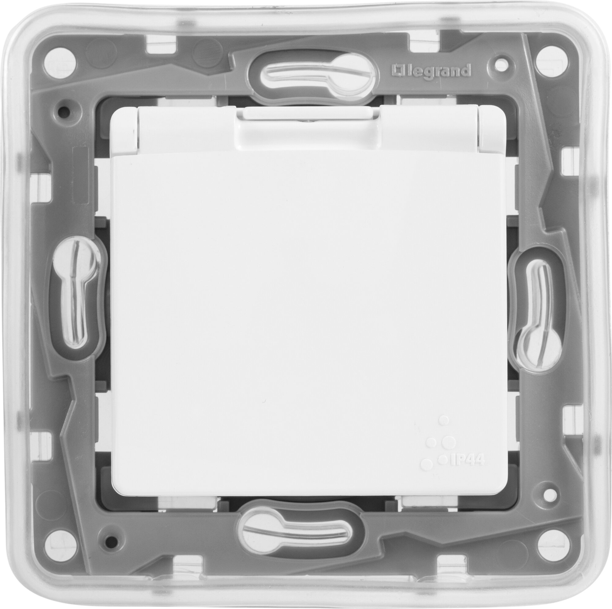 фото Розетка IP44 со шторками с крышкой Legrand Etika (белый)