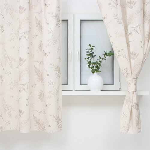 Комплект штор дкухни с подхватами Этель Flower herbarium 149х180 см - 2 шт 3746₽