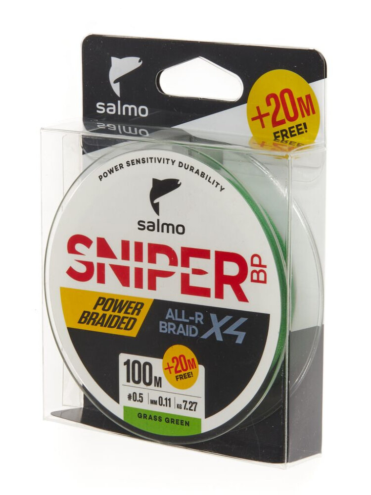 Плетеный шнур Salmo Sniper BP ALL R BRAID х4 Grass Green 120 м, 013 мм