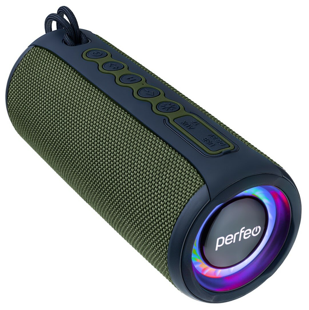 Беспроводная колонка Perfeo TELAMON с подсветкой, 40W, FM, MP3 USB/TF, AUX, зелёный