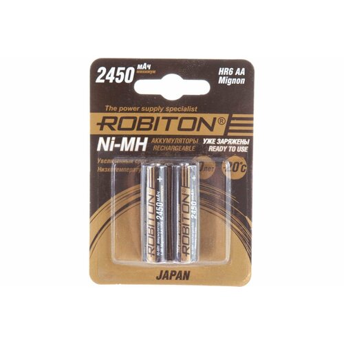 Аккумулятор ROBITON JAPAN HR-3UTGX 2450мАч BL2 арт.15188 (2 шт.) аккумулятор robiton lp385590 3 7в 2300мач pk1 арт 14892 1 шт